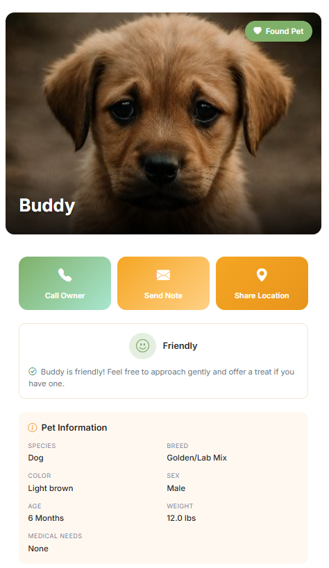 Sample finder view of a pet